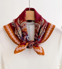 70 Cashmere 30 Silk Red totem Print 65X65cm Scarf Shawl Double Face Wrap