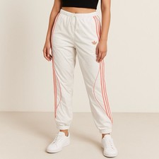 Adidas Originals Women M White Coral Pink 3 Stripe Track Pants Joggers Retro