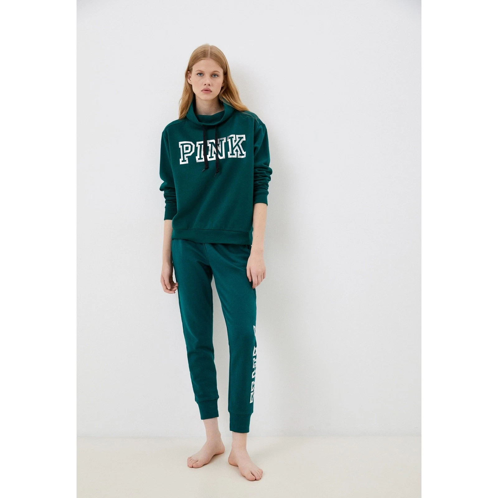 UNDERCOVER Pullover rosa Victoria's Secret logo felpa con cappuccio maniche lunghe verde taglia XS NUOVO CON ETICHETTE