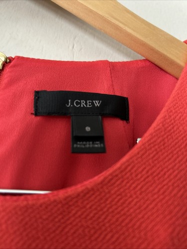 Abito crepe manica a campana JCrew taglia 8 e7848 rosso papaya scuro abito ufficio $129 prezzo consigliato - Foto 2 di 13