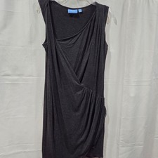 Simply Vera Vera Wang Charcoal Grey Sleeveless Faux Wrap Dress Sz M Whimsigoth