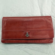 Harbour 2nd Red 100% Leather 100%Cotton Anchor Continental Flap Wallet Organizer