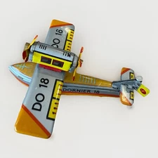 Vintage Ziss Germany Tin Litho Airplane – Dornier Do 18 Seaplane Toy