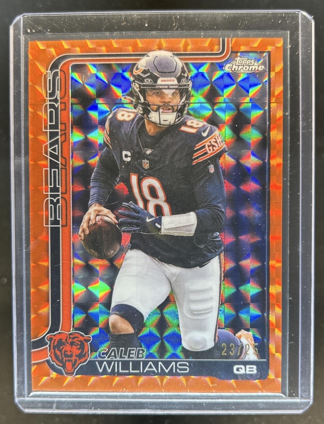 2025 Topps Chrome Caleb Williams Orange Geometric Refractor #/25 Bears