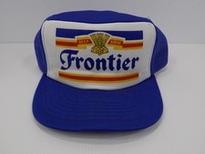 RARE VINTAGE FRONTIER BEER Blue Mesh Trucker Style Snapback Hat