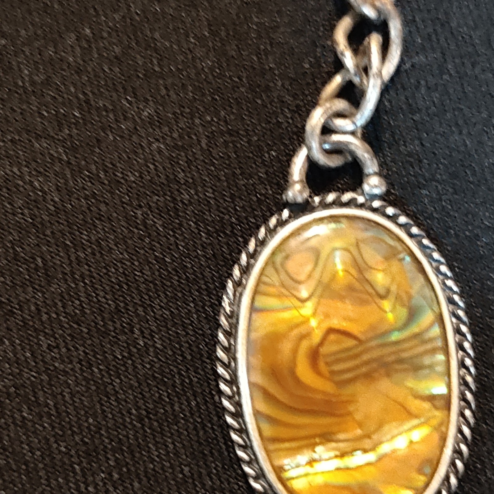 Statement Abalone Shell Necklace Oval Link Chain … - image 10