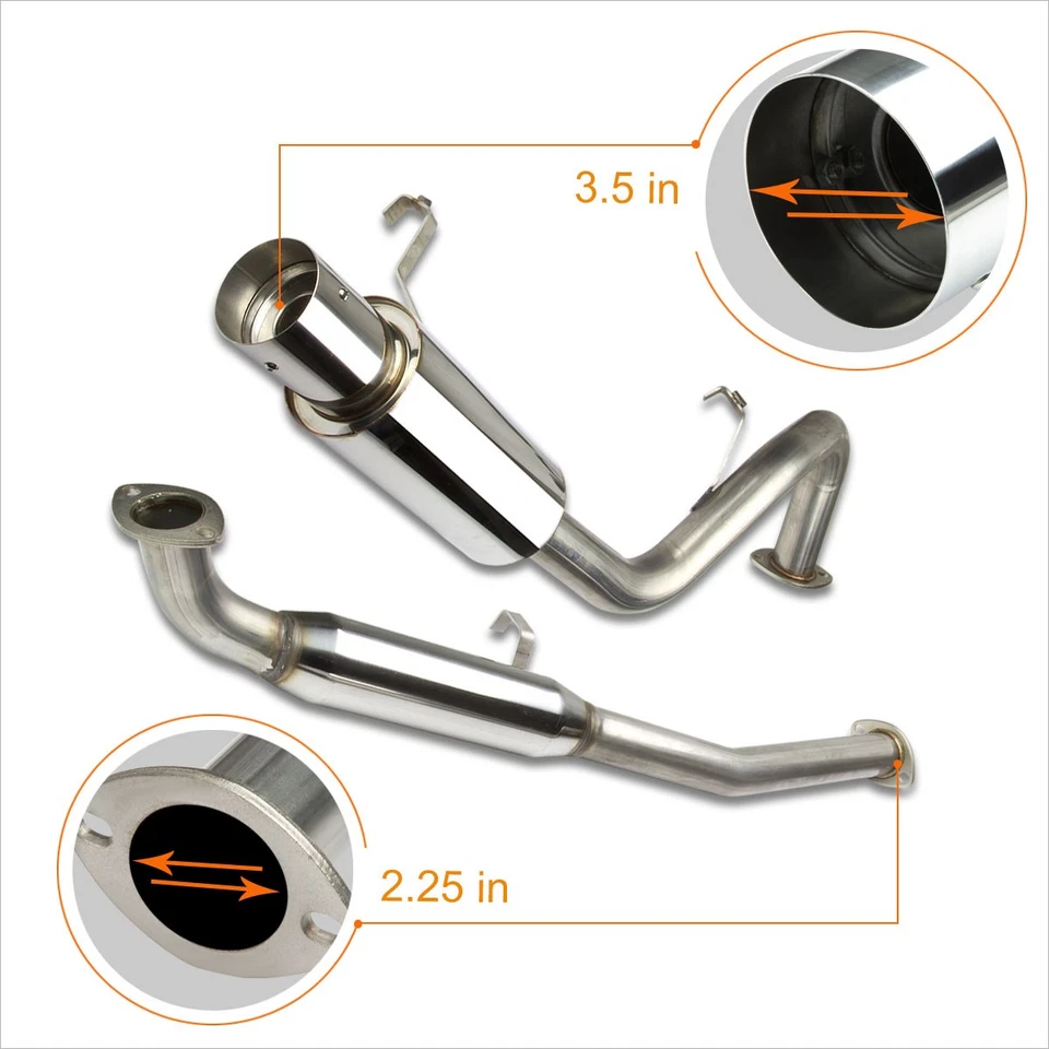 Para 85-87 Corolla E80 GTS AE86 3.5" Punta Silenciador Acero Inoxidable Escape Catback Foto 3 de 4