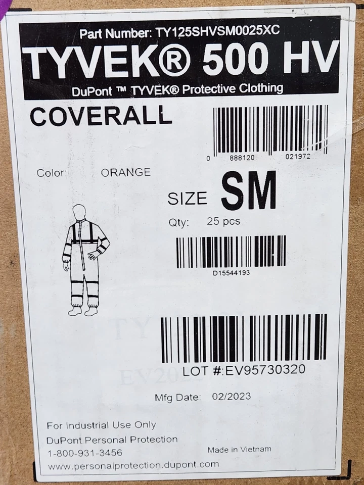 1 Suit DuPont™ Tyvek® 500 HV Coverall Model 125. Fluorescent Orange, Size: Small - Image 4 of 4