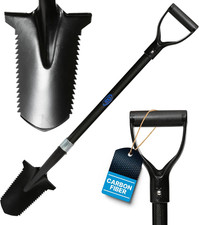 Carbon Metal Detecting Shovel Digging Tool with Double Serrated Blade   Lightwei