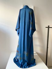 Japanischer Seiden-Kimono Houmongi handbemalt mit Familienwappen Vintage Unikat