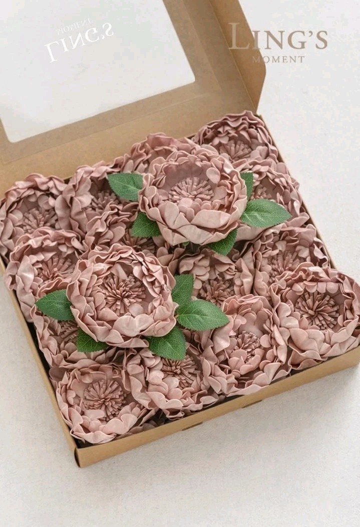 Ling's moment Flowers 16pcs Dusty Rose Blooming Peonies Artificial Flowers 