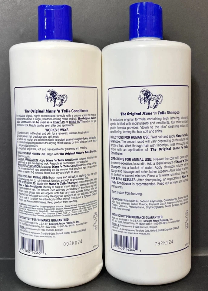 Mane 'N Tail Shampoo & Conditioner Combo Set 32 Oz Ea for Horses and Humans - Image 2 of 2