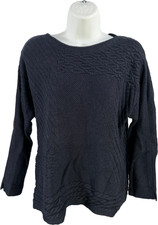 J.Jill Women  s Blue Cable Knit Long Sleeve Sweater - S Petite