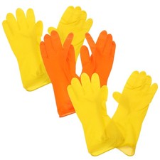 3 Pairs Reusable Rubber Cleaning Gloves Latex Dishwashing Gloves Kitchen Gloves