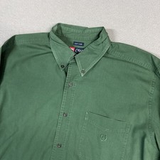 Chaps Easy Care Shirt Mens Large Green Long Sleeve Button Down Cotton Blend