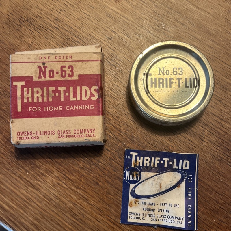 Vintage No. 63 Thrif-T-Lids - 12 Lids New In Box W/ Instructions