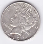 AU 1935-S Peace Silver Dollar - 90% SIlver - San Francisco Mint