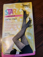 Spanx Star Power Center Stage Noveau Patterned Shaping Tights Black Size B NWT 