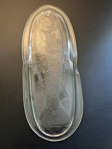 Crate & Barrel Italy Vintage 1990s Large Oval Glass Fish Platter, 22x8.75” - Picture 7 of 12