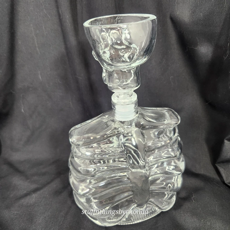 Godinger Skeleton Skull Clear Liquor Whiskey Decanter Halloween Bar Drink Décor - Image 2 of 4