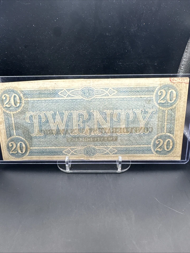 1864 $20 BEAUTIFUL Offset Transfer Print Error. Confederate States of America - Image 2 of 4