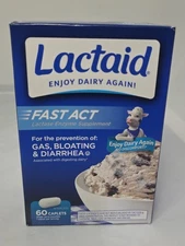 Lactaid Fast Act Lactase Enzyme Supplement 60 Caplets Exp.06/27