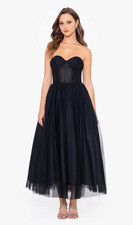 NEW BETSY  ADAM BLACK TULLE STRAPLESS CORSET DRESS SZ 12