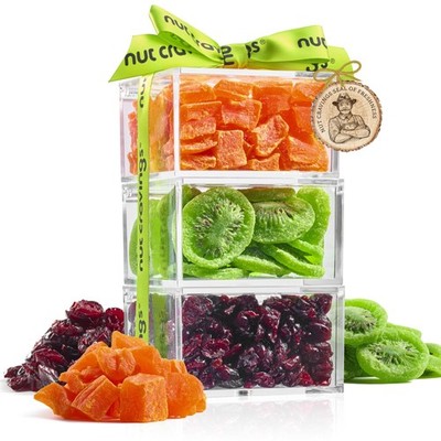 NUT CRAVINGS Easter Dried Fruits Acrylic Tower Gift Basket with Ribbon