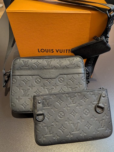 Louis Vuitton Trio Messenger M46602 Monogram Shadow Leather Black Full Set