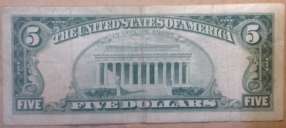 Circulated US Currency 1963 $5 United States Note Red Seal Banknote A45734856A - Image 2 of 2