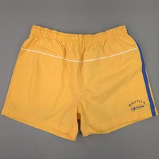 Vintage Nautica Swim Trunks Mens Large Yellow Blue Mesh Lined Nylon Shorts