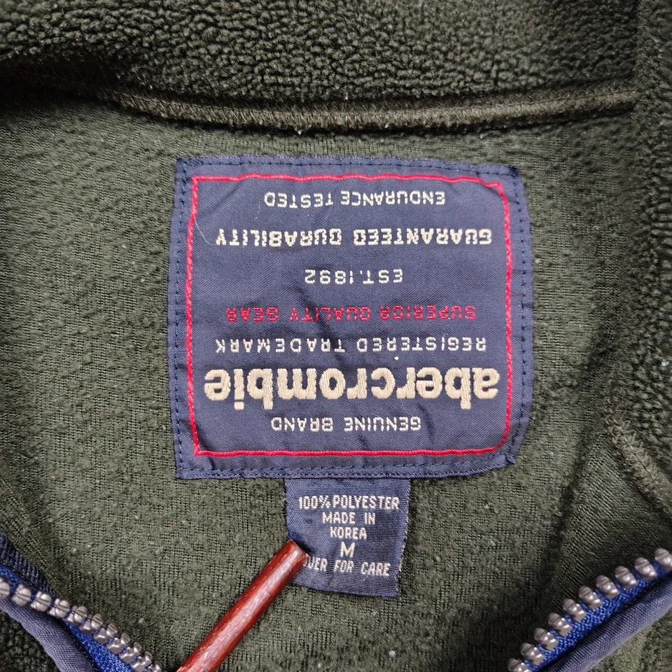 Vintage ABERCROMBIE Fleece Pullover Boys Large Green 1/4 Zip Polyester 90s - Image 3 of 4