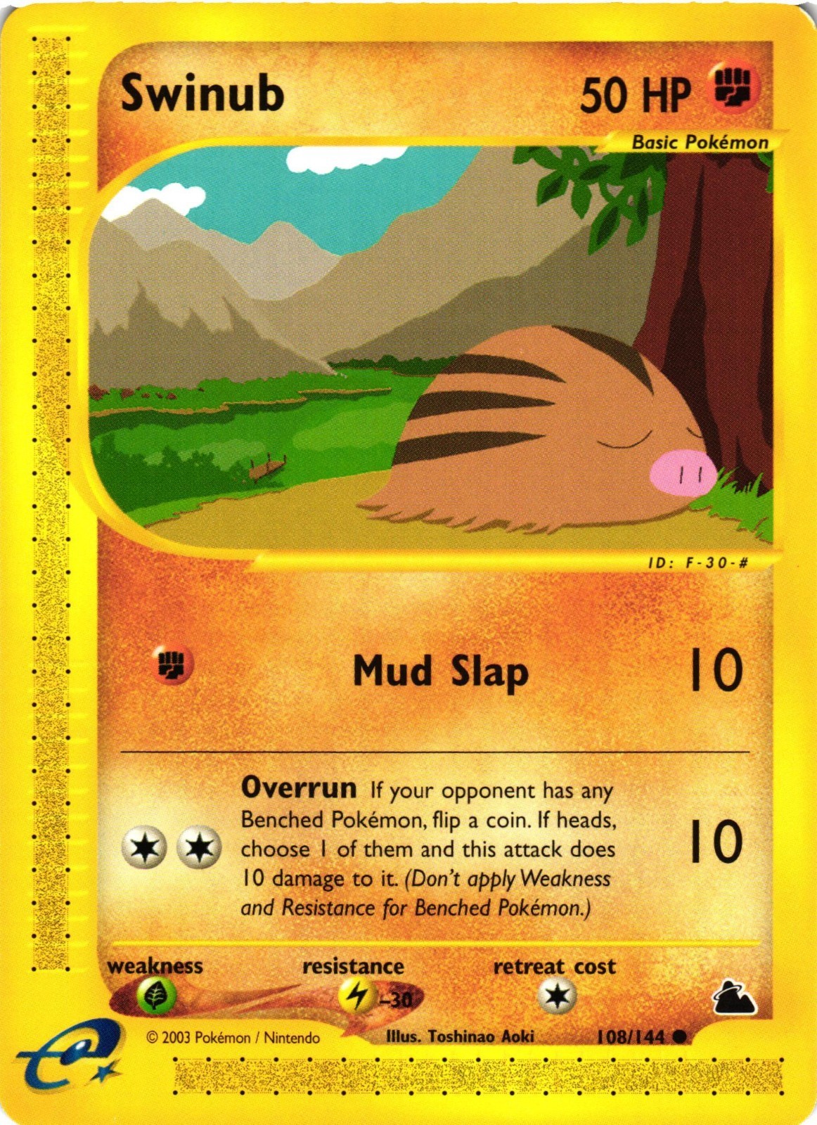 Pokemon TCG Swinub 108/144 Skyridge Regular Common NM