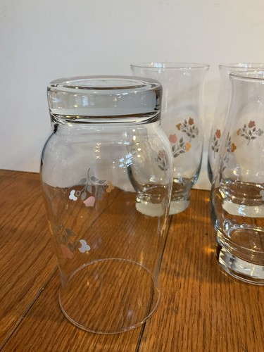 Set 4 Bicchieri Vintage Pfaltzgraff Ricordo Bicchieri Bicchieri 6” Rosa Floreale - Foto 7 di 8