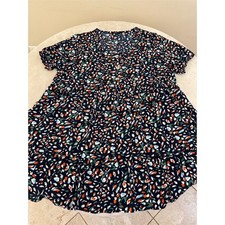 Shein Women's 4XL Fit & Flare Knee Length Dress Blue Abstract NEW! 