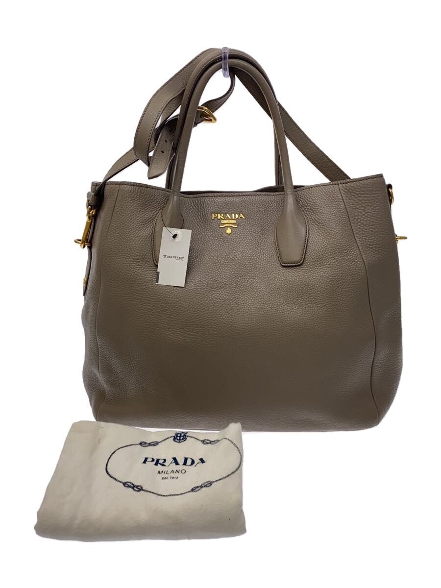 PRADA Bag Leather GRY BN2537