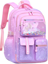 Lightweight Waterproof Purple School Backpack for Girls - Perfect Gift