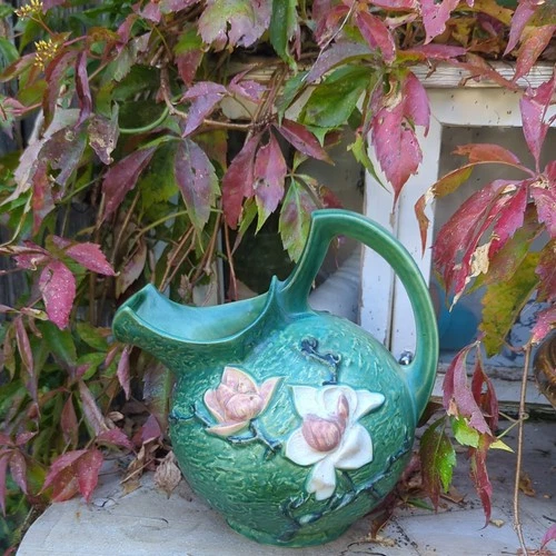 Roseville Magnolia Green Vintage Art Pottery Ceramic Cider Pitcher 1327 - MINT