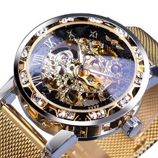 Men's Skeleton Automatic Mechanical Watch Stainless Steel Luminous