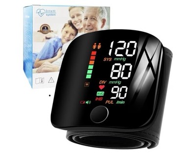 Intelli Systems Blood Pressure Monitor Wrist Cuff, Large Backlit Display, Case