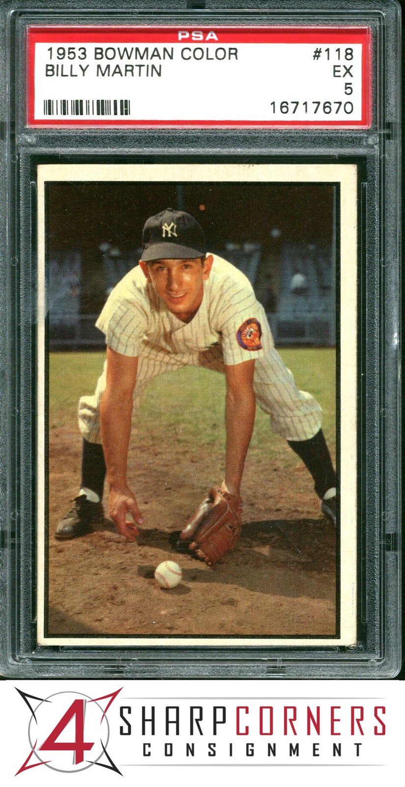 1953 BOWMAN COLOR #118 BILLY MARTIN YANKEES PSA 5
