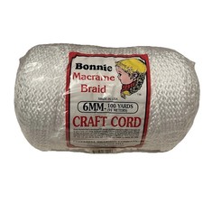 Bonnie Macrame Braid Craft Cord-White 6mm X 100 Yds. Pepperell UPC 725879670016