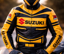 SUZUKI GSXR Motorbike Motorcycle Leather Jacket Racing Biker Real Leather Jacket
