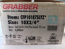 Grabber SuperDrive Auto Feed Screws CFP101875LYZ 10x3/4" - 6 Boxes (6000 Total)