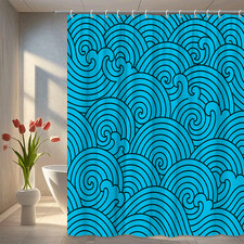 Blue Waves Shower Curtain - Ocean Theme Bathroom Decor