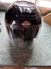 HARLEY DAVIDSON 1 BLACK OPEN FACE FULL VISOR MOTORCYCLE HELMET SIZE S
