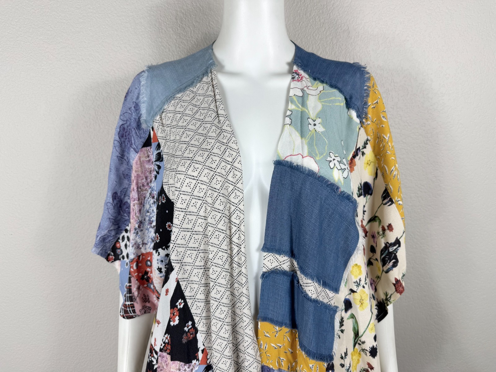 JOHN MARK Patchwork Kimono Shirt Topper Jacket Mu… - image 6