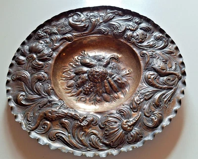 uralt Kupferteller Teller Platte  Kupfer handgetrieben arts craft um 1800 - Bild 1 von 4