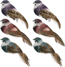 LWINGFLYER 6Pcs 3.9-Inch Fake Birds Sparrow Foam Feather Artificial Birds Realis