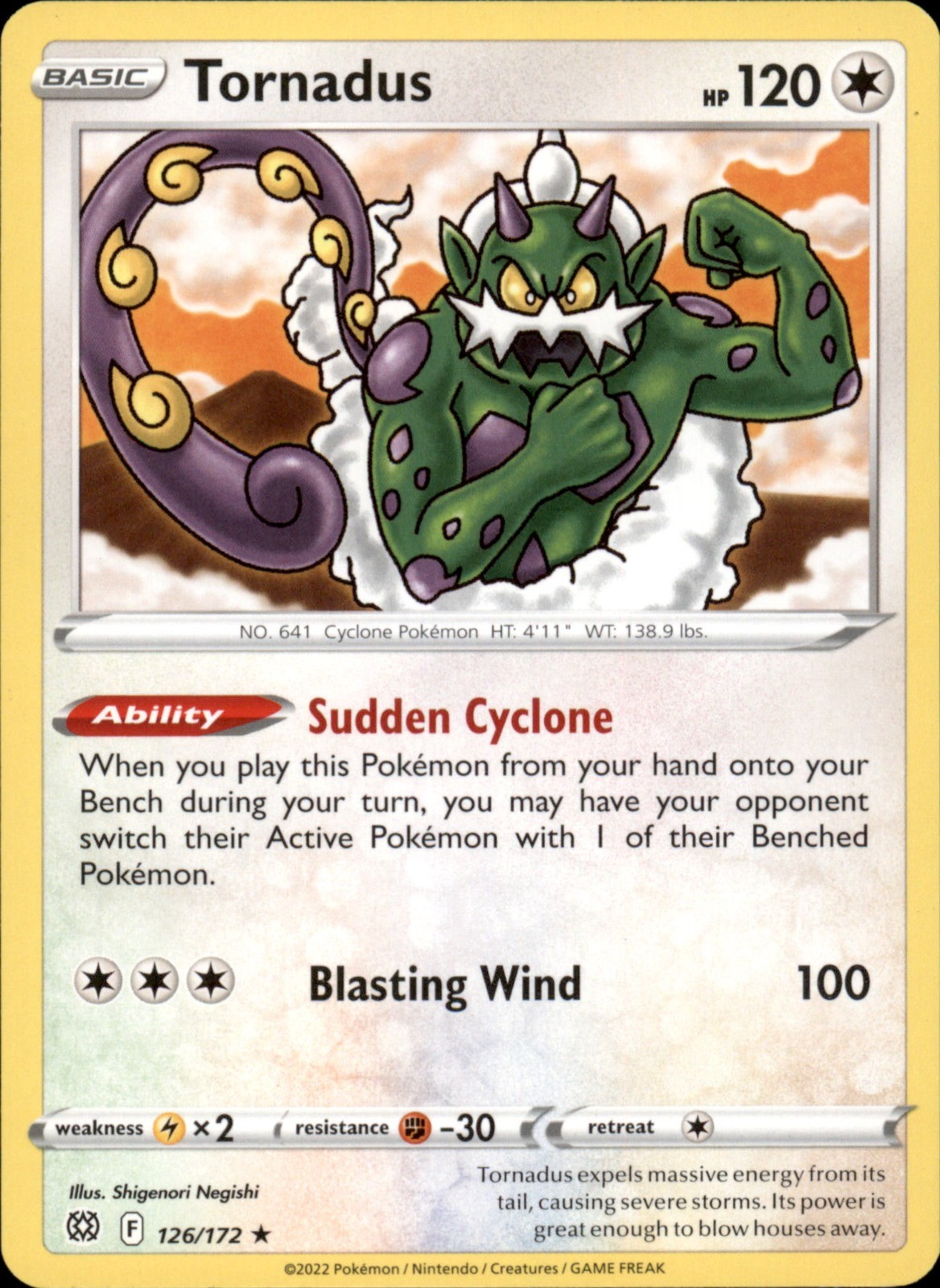 Tornadus 126/172 Rare - Pokemon SWSH09: Brilliant Stars